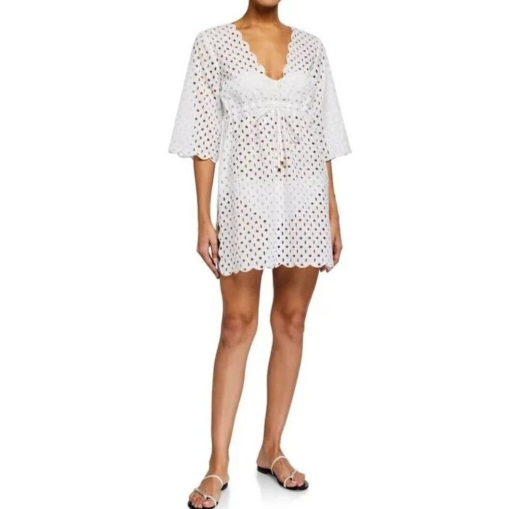 Tory Burch broderie anglais beach tunic Embroidered Eyelet Cotton Coverup Top XS